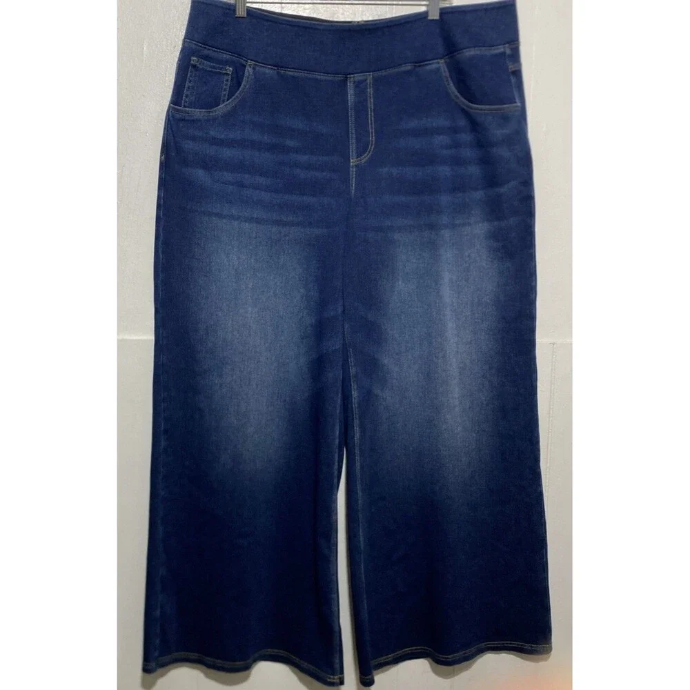 Halara Flex Denim Jeans Womens 2X Blue Medium Wash Relaxed Wide Leg Stretch Plus